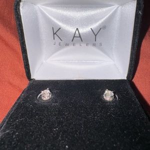 Kay Jewelry Diamond Solitaire Halo Stud Earrings. 10k White Gold